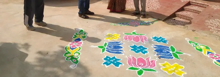 A prize-winning rangoli on a lane, Sankranti 2019
